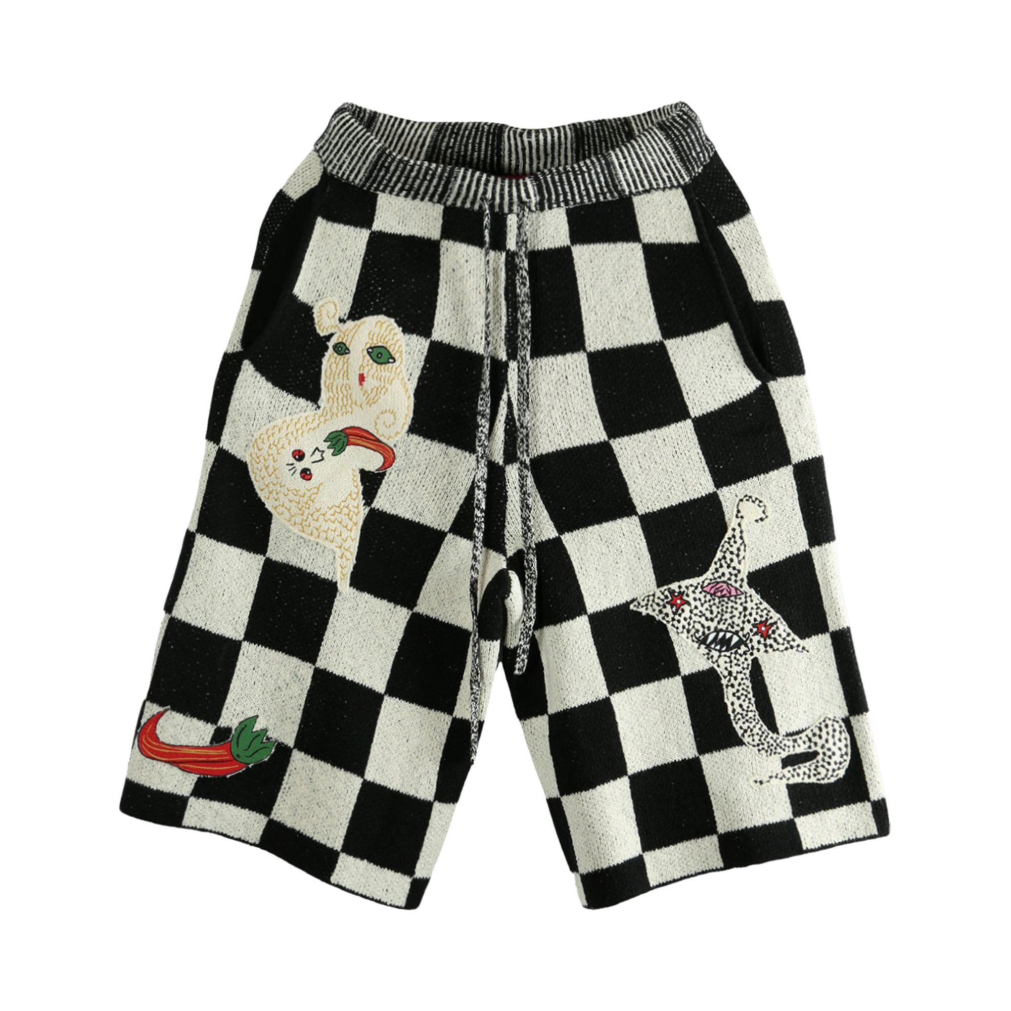 Pre-owned The Elder Statesman Nora Lite Creatures Short 'black/natural Check' | Men's Size M