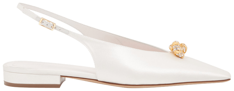 Lanvin Wmns Satin Swing Slingback Mule Sandal White Melody Jewel