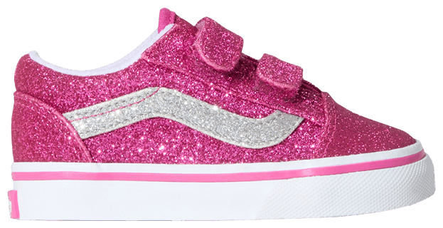 Vans Old Skool V Toddler Glitter Raspberry Rose Pink