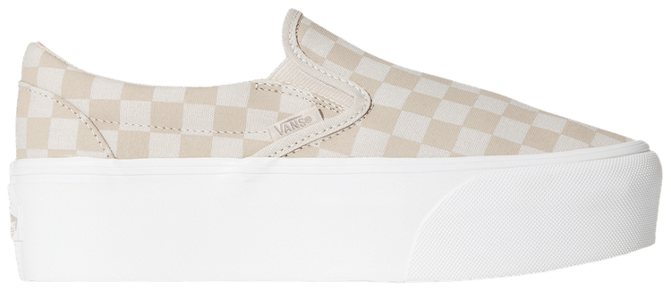 Vans Classic Slip On Platform Checkerboard   Mushroom Brown