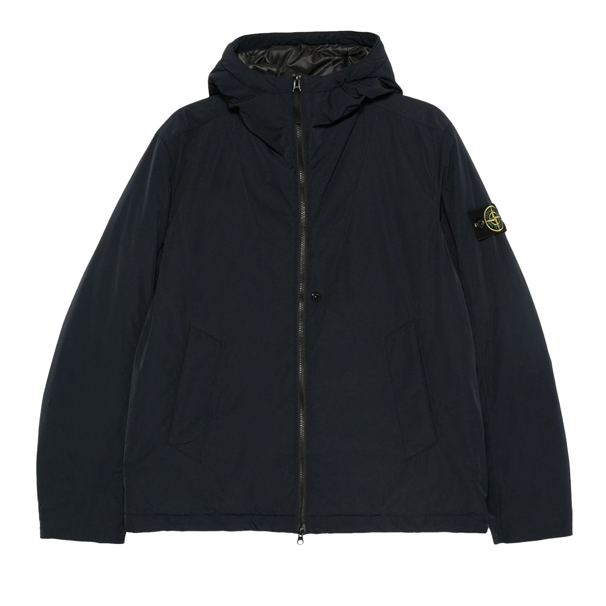 Pre-owned Stone Island Polyester Micro Twill Padded Hooded Jacket 'navy Blue' | Men's Size L