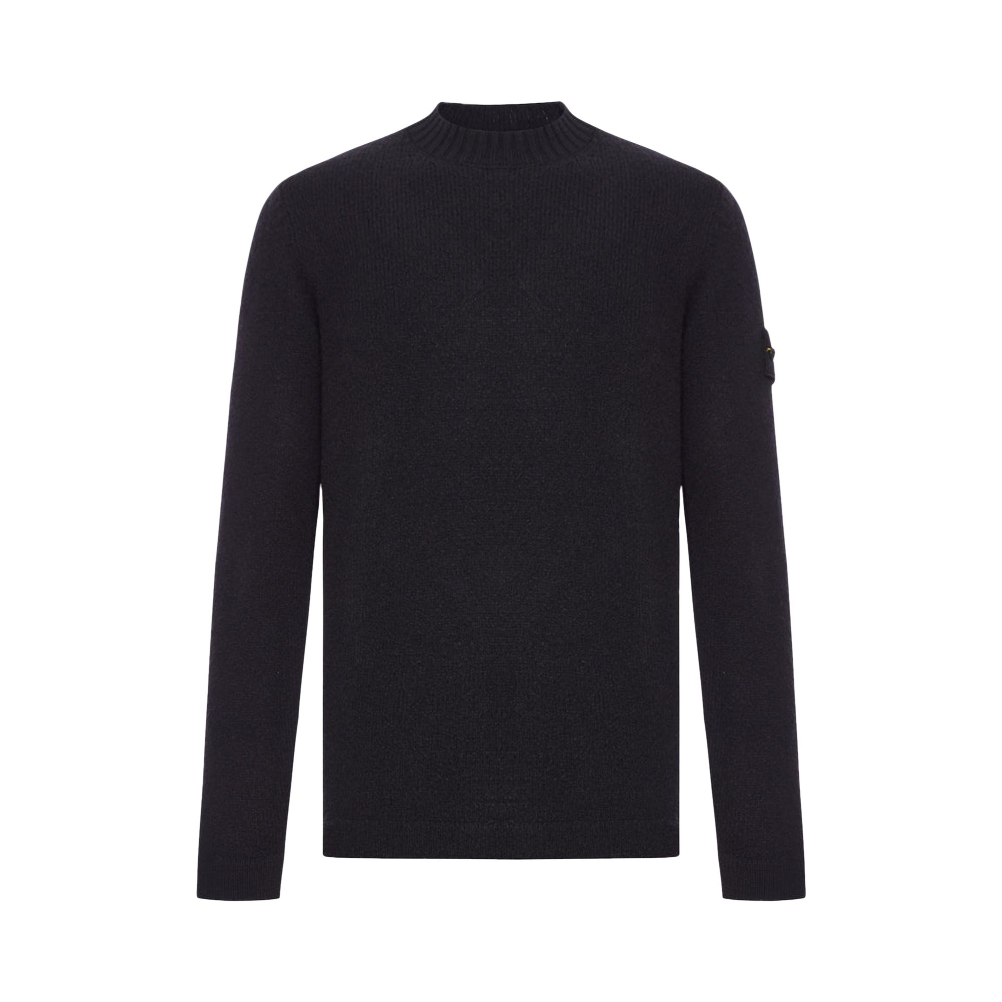 Pre-owned Stone Island Wool-nylon Knit Crewneck 'black' | Men's Size L