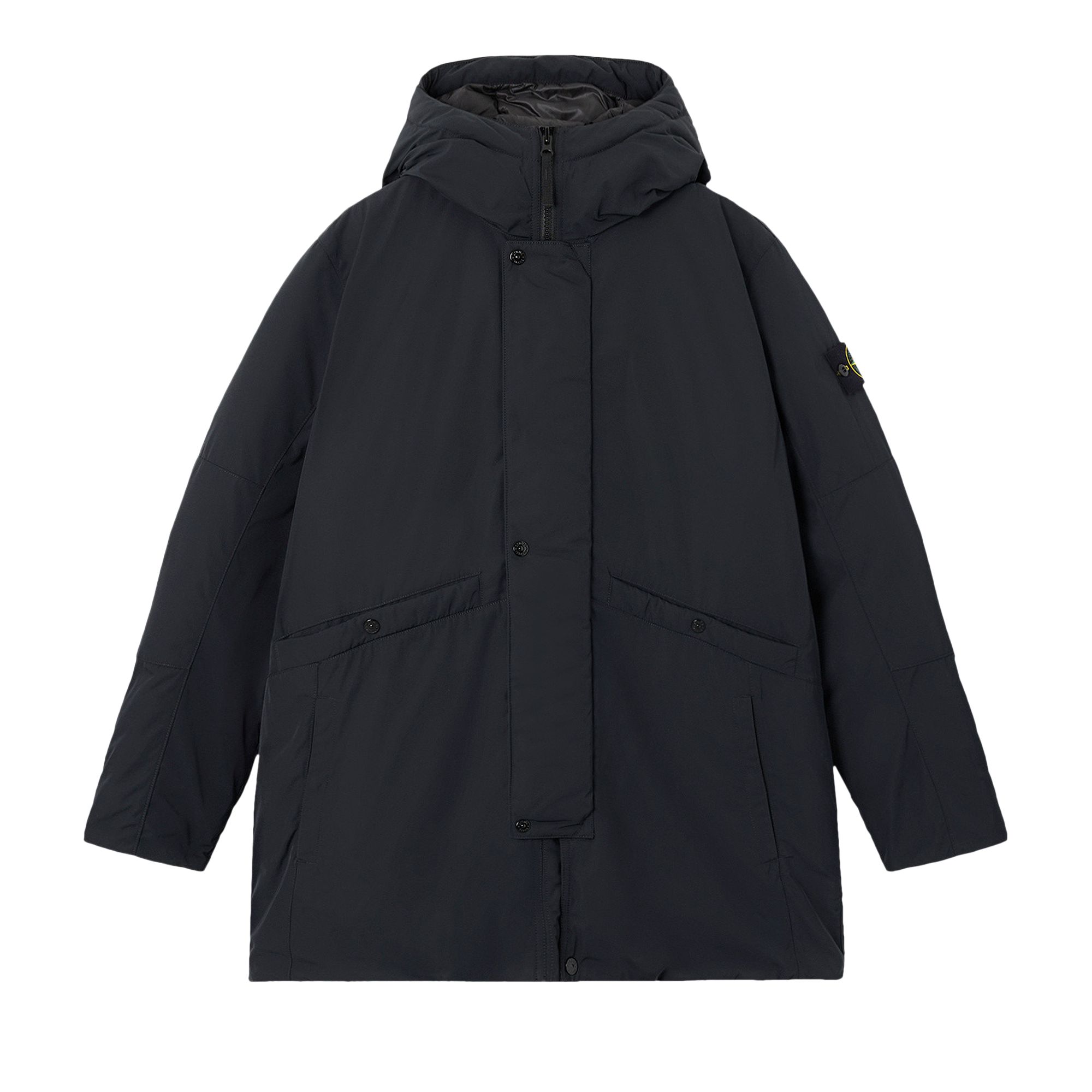 Pre-owned Stone Island Polyester Micro Twill Hooded Down Parka 'black' | Men's Size Xl