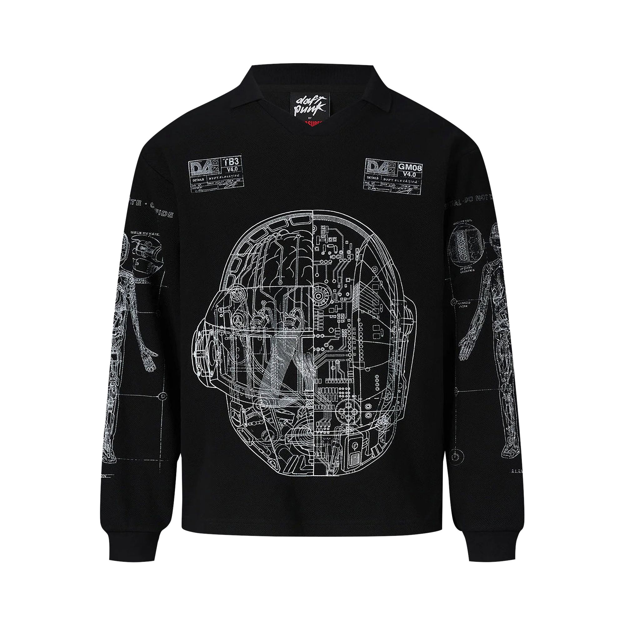 Pre-owned Pleasures Schematic Long-sleeve Polo 'black' | Men's Size L