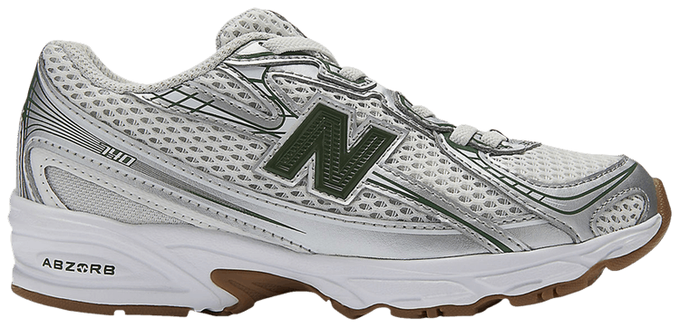 New Balance 740 Bungee Lace Little Kid Silver Metallic Dark Alpine Green