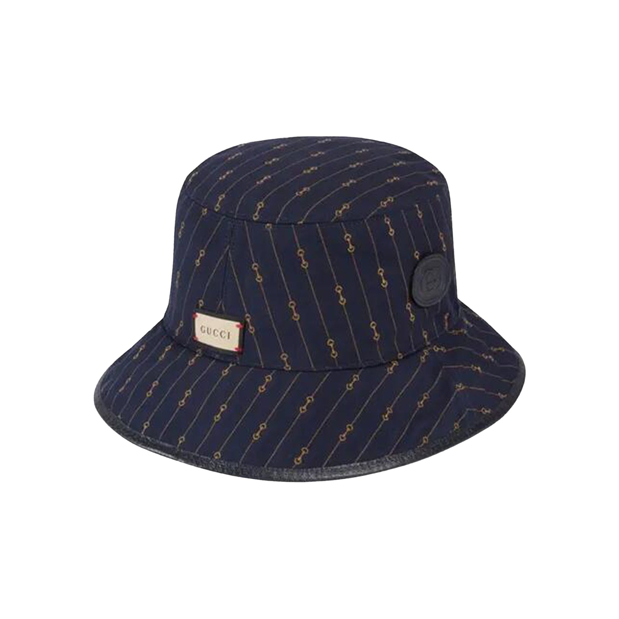 Pre-owned Gucci Reversible Gg And Horsebit Bucket Hat 'blue/beige' | Multi-color | Men's Size M