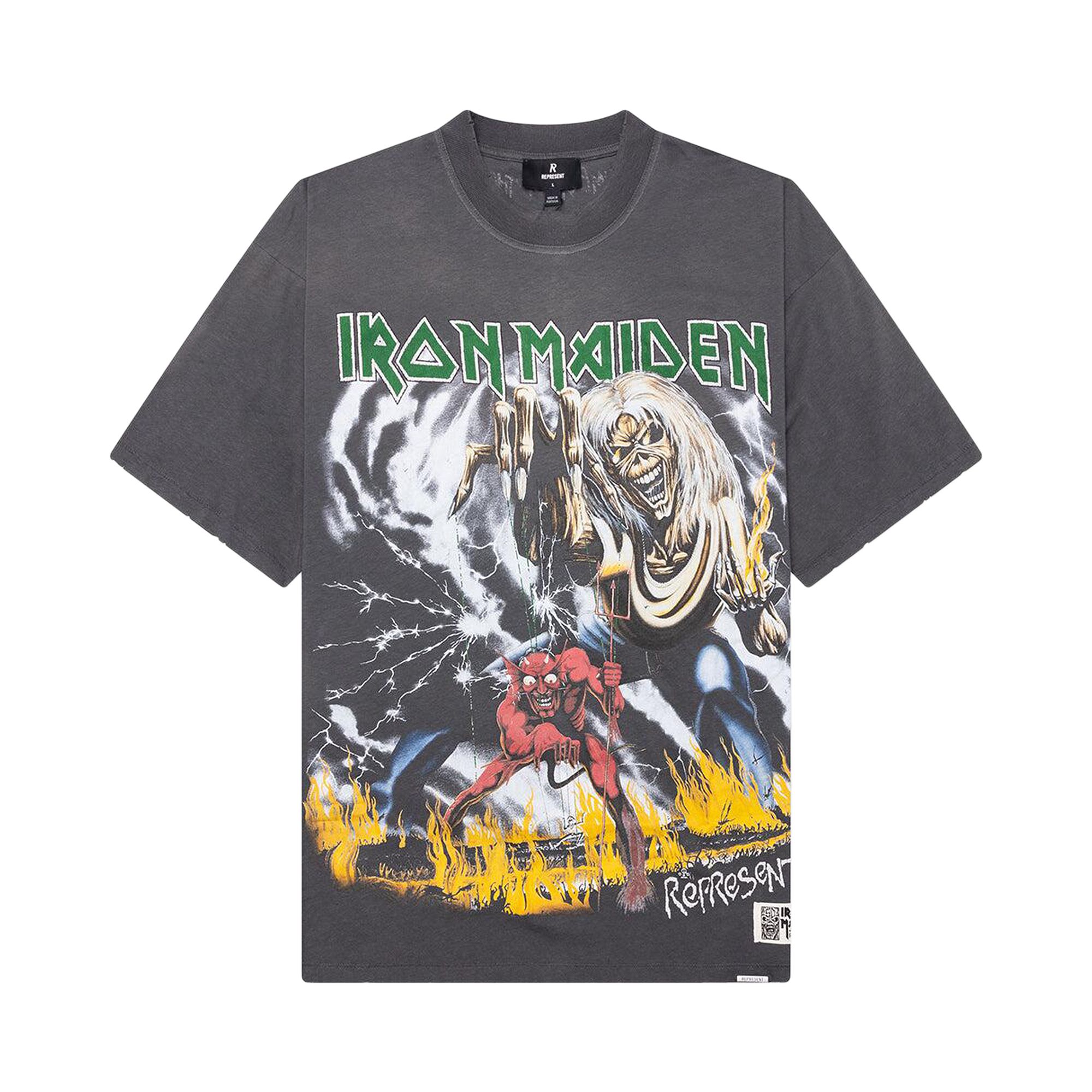 Pre-owned Represent Clo X Iron Maiden Number Of Beast Tee 'sunfade Grey' | Men's Size M In Gray