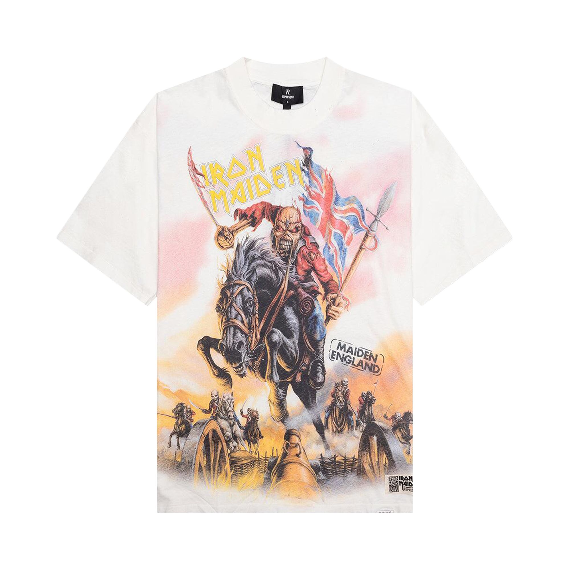 Pre-owned Represent Clo X Iron Maiden Steed Tee 'flat White' | Men's Size M