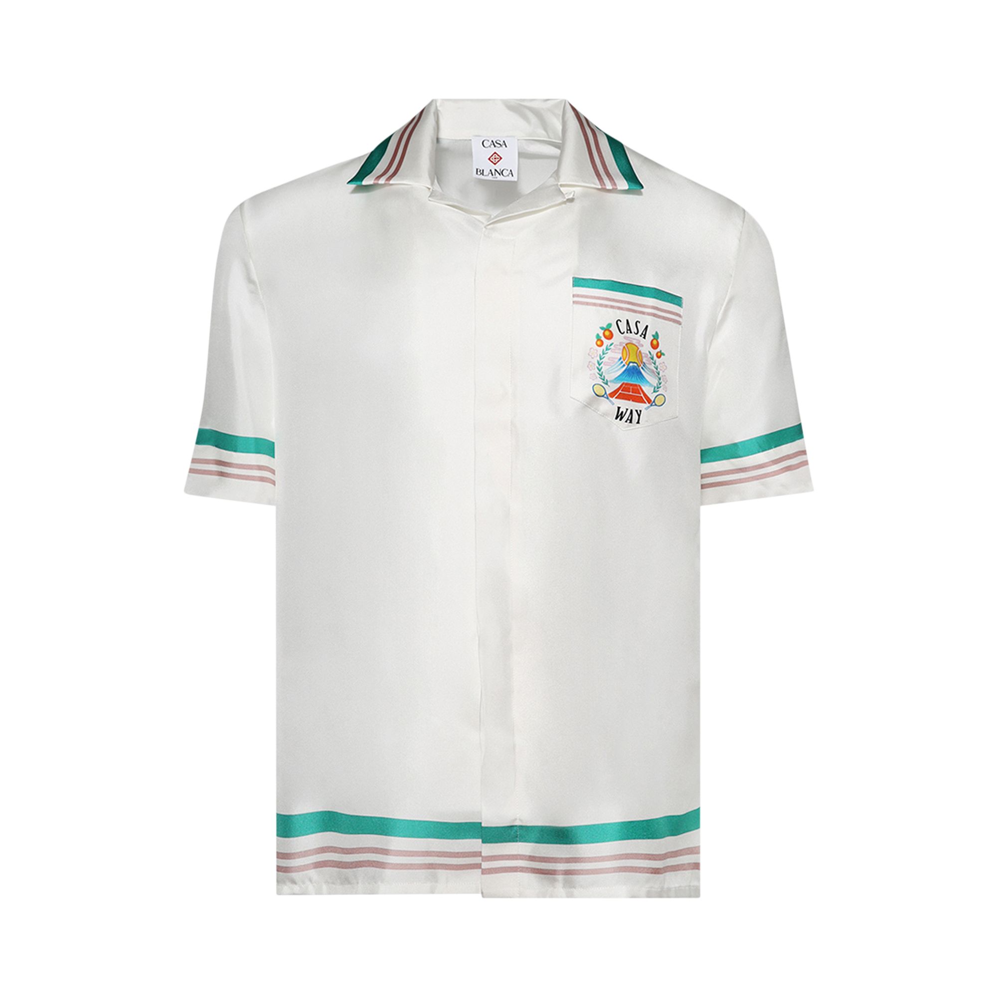 Pre-owned Casablanca Cuban Collar Short-sleeve Shirt 'casa Way' | White | Men's Size S