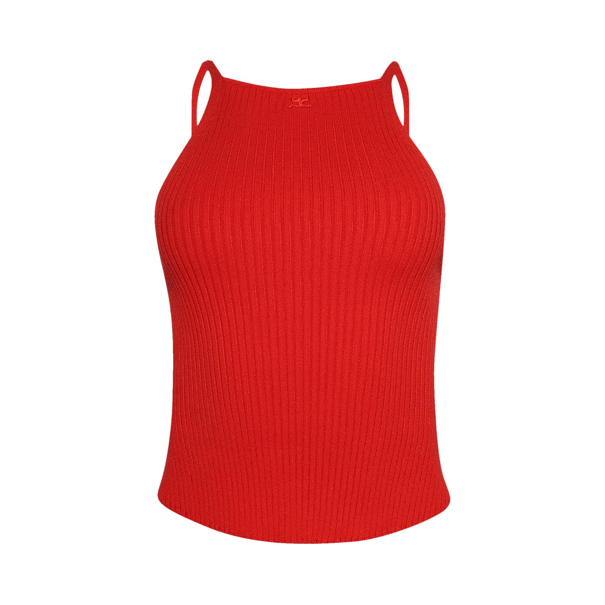 Pre-owned Courrèges Circle Rib Knit Top 'poppy' | Red | Women's Size Xs