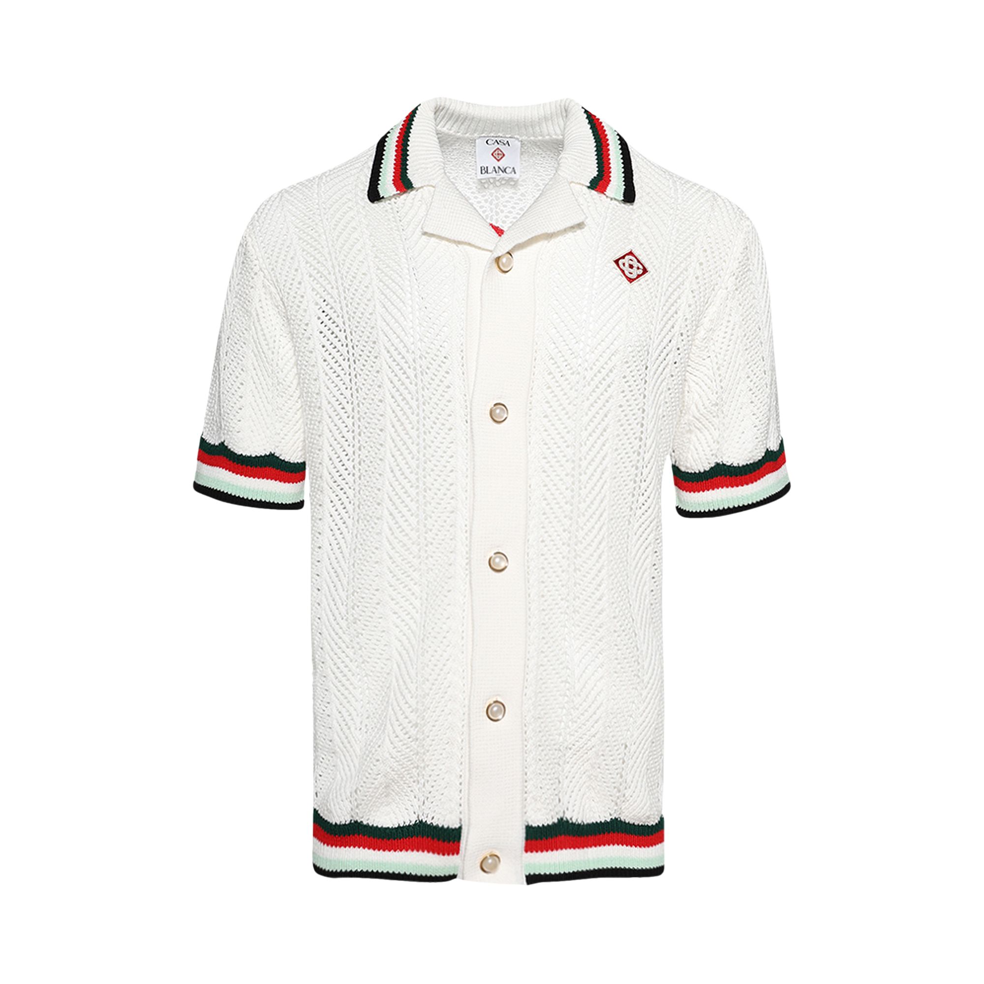 Pre-owned Casablanca Sporty Faux Crochet Shirt 'white' | Men's Size S