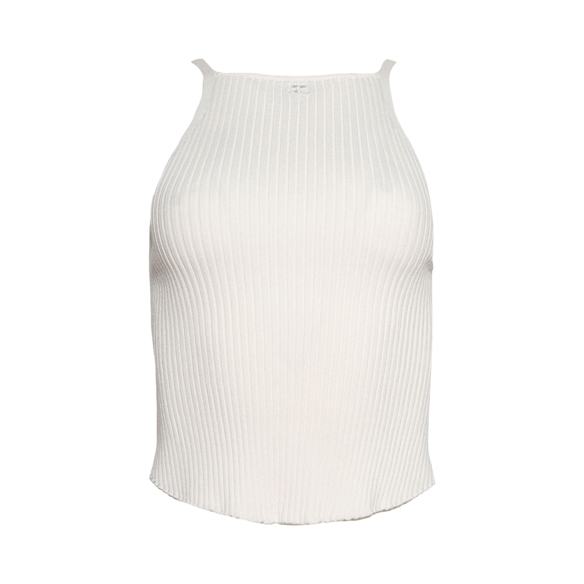 Pre-owned Courrèges Circle Rib Knit Top 'white' | Women's Size Xs