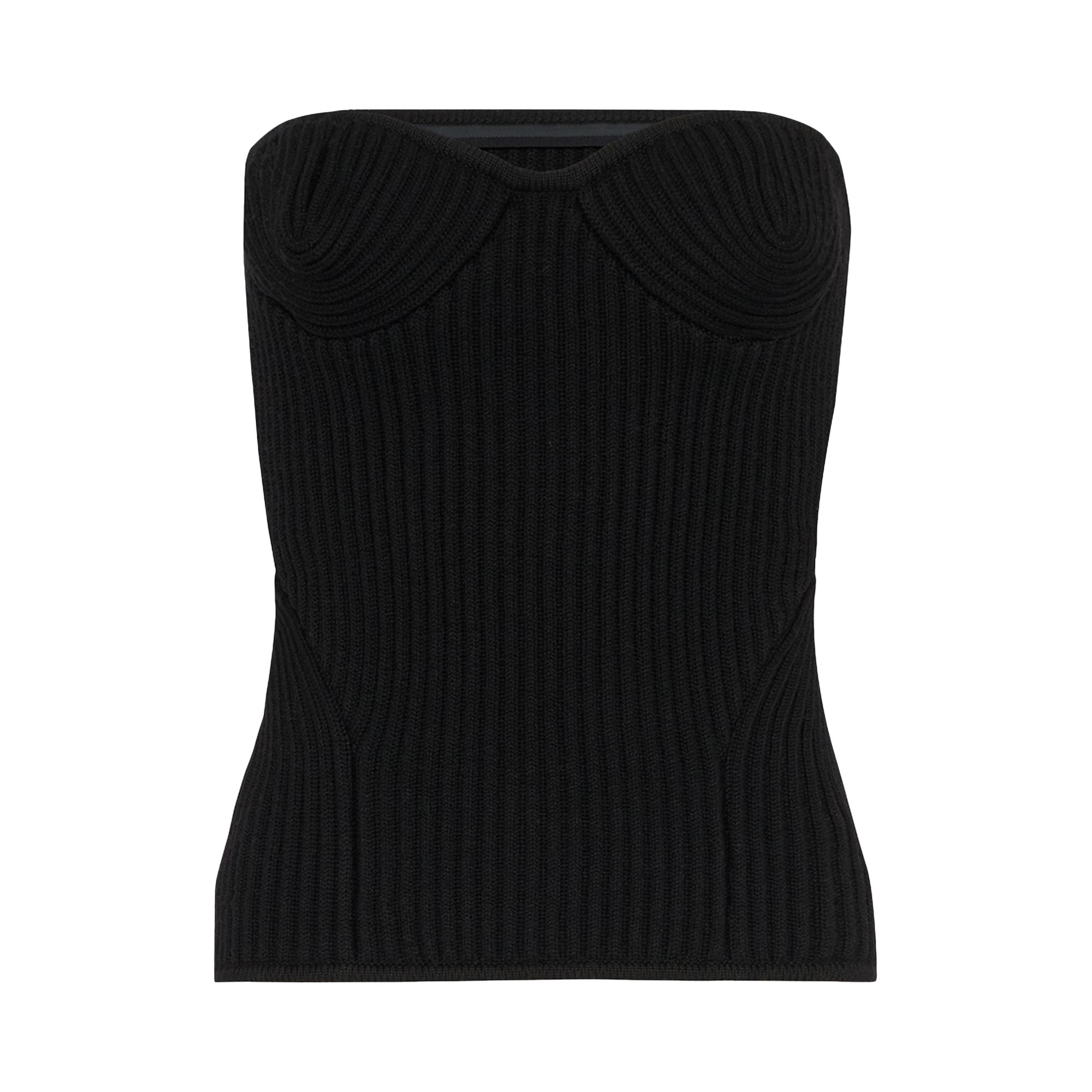 Pre-owned Jean Paul Gaultier Ribbed Knit Wool Corset 'black' | Women's Size Xs