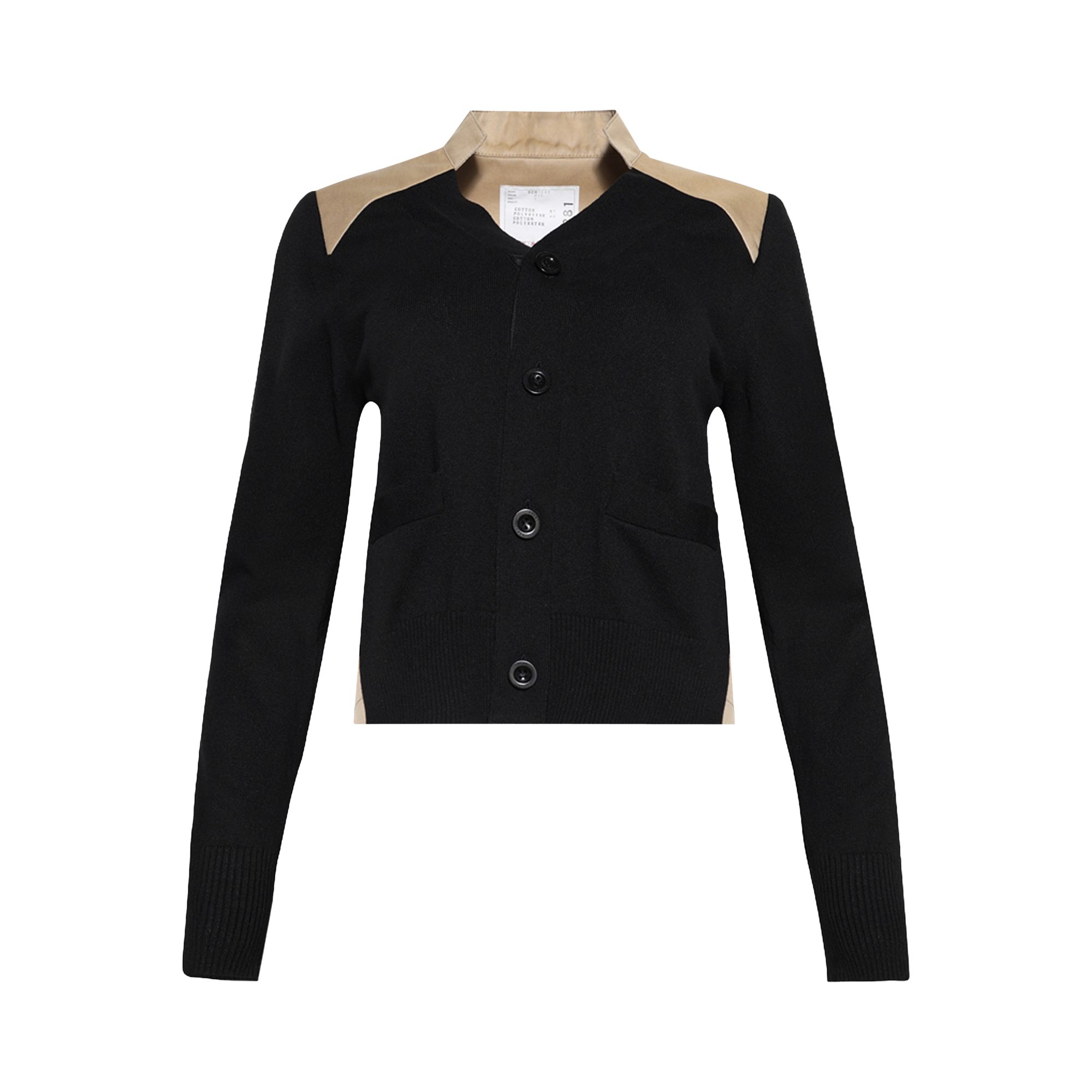 Pre-owned Sacai Cotton Gabardine X Knit Cardigan 'black/beige' | Women's Size 2