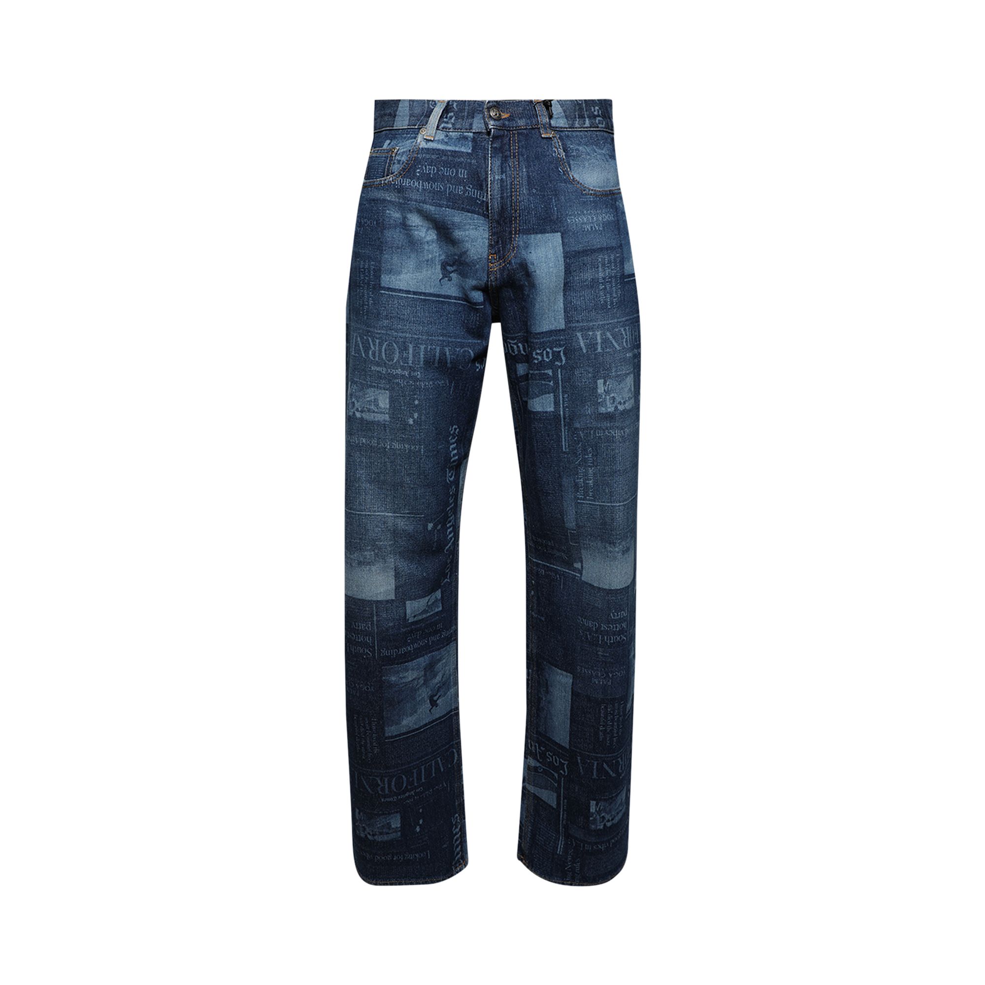 Pre-owned Palm Angels Patterned Wide Leg Jeans 'medium Blue' | Men's Size 30