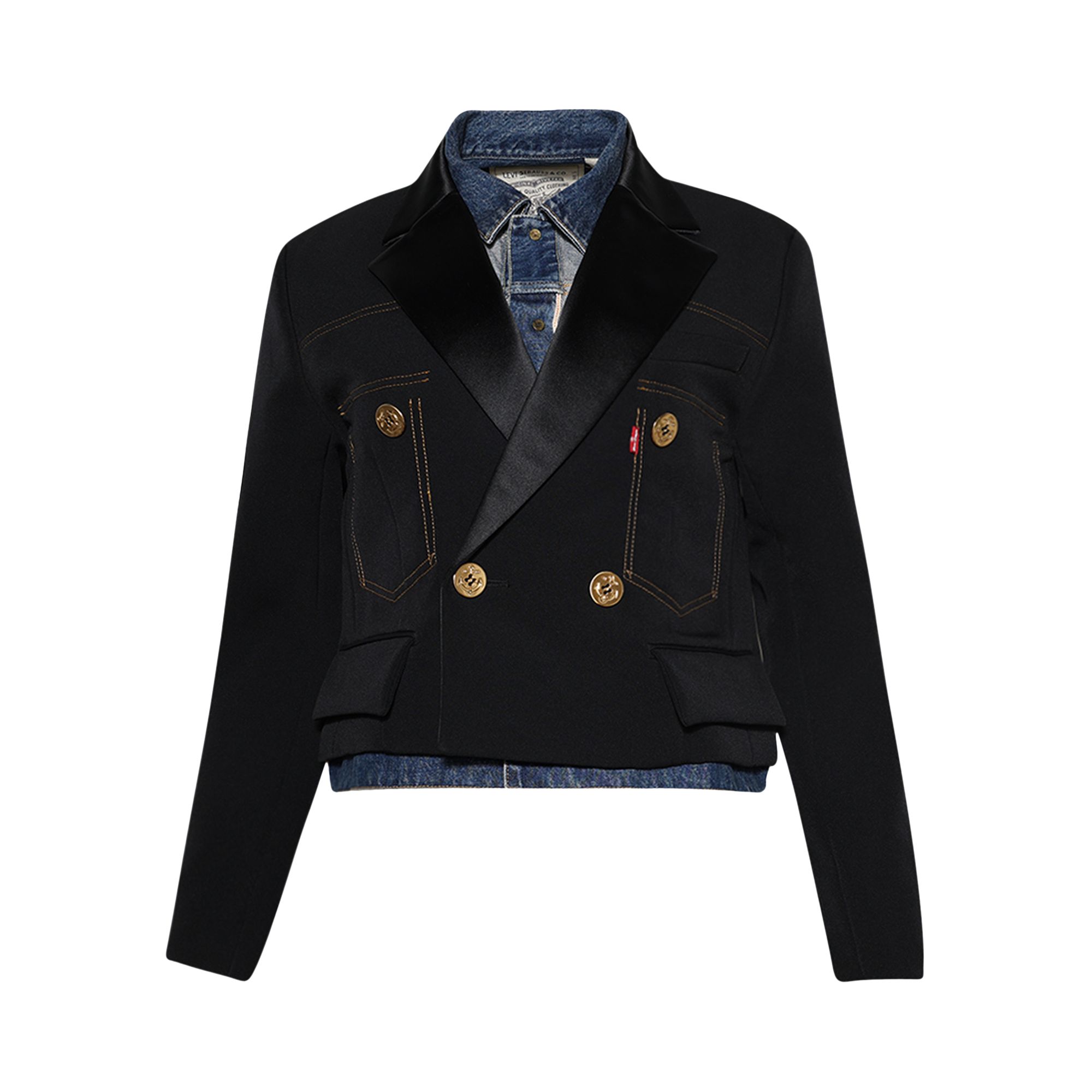 Pre-owned Sacai Levi's Denim X Matelasse Twill Jacket 'black' | Women's Size 1