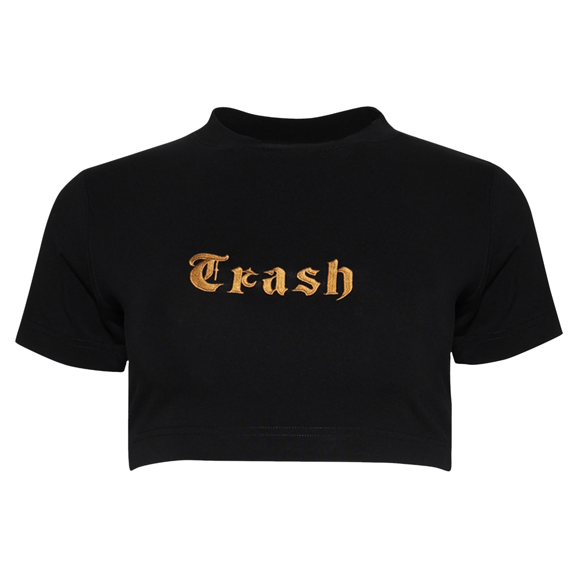 Pre-owned Vetements Trash Embroidered Fitted Cropped T-shirt 'black' | Women's Size Xs