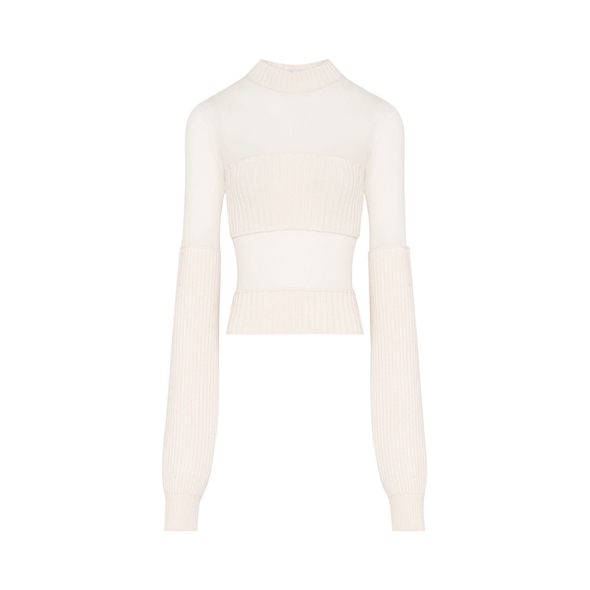 Pre-owned Jean Paul Gaultier Mesh Cut Out Detail Top 'ecru' | Cream | Women's Size Xs In White