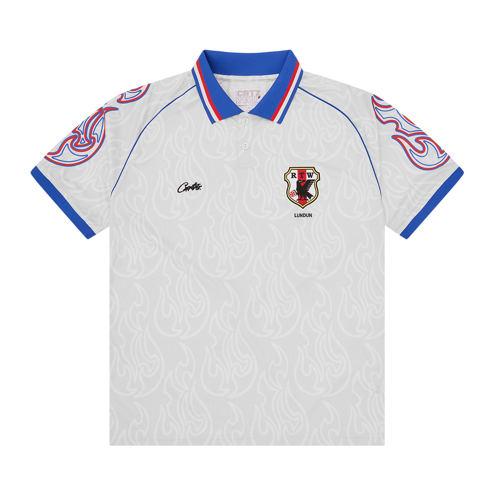 Pre-owned Corteiz Flames Football Jersey 'white' | Men's Size M