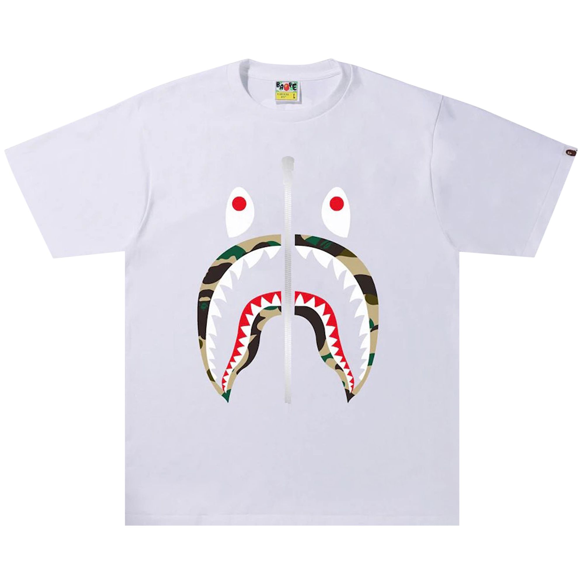 Pre-owned Bape 1st Camo Shark Tee 'white/yellow' | Men's Size L