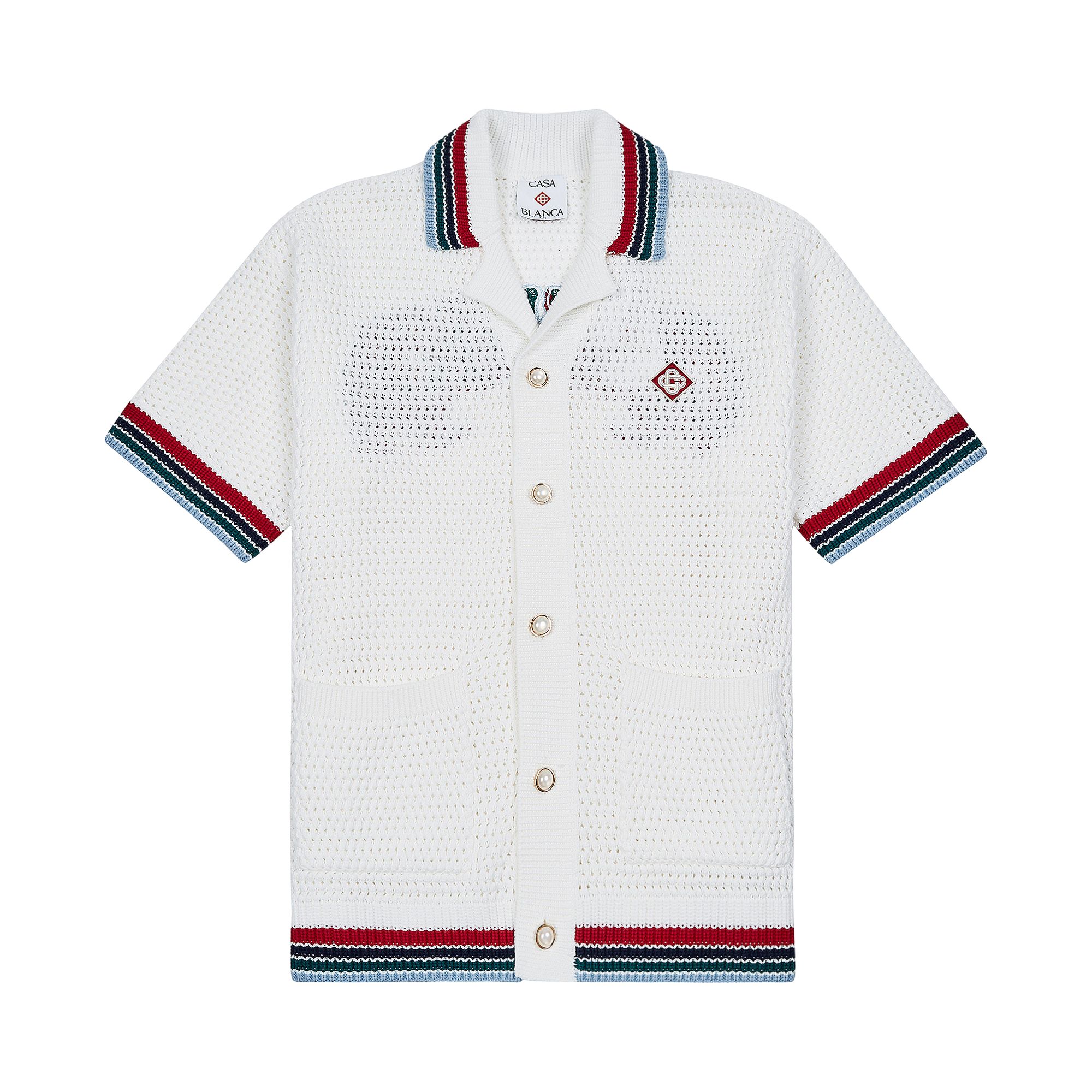 Pre-owned Casablanca Sporty Faux Crochet Shirt 'white' | Men's Size Xxl