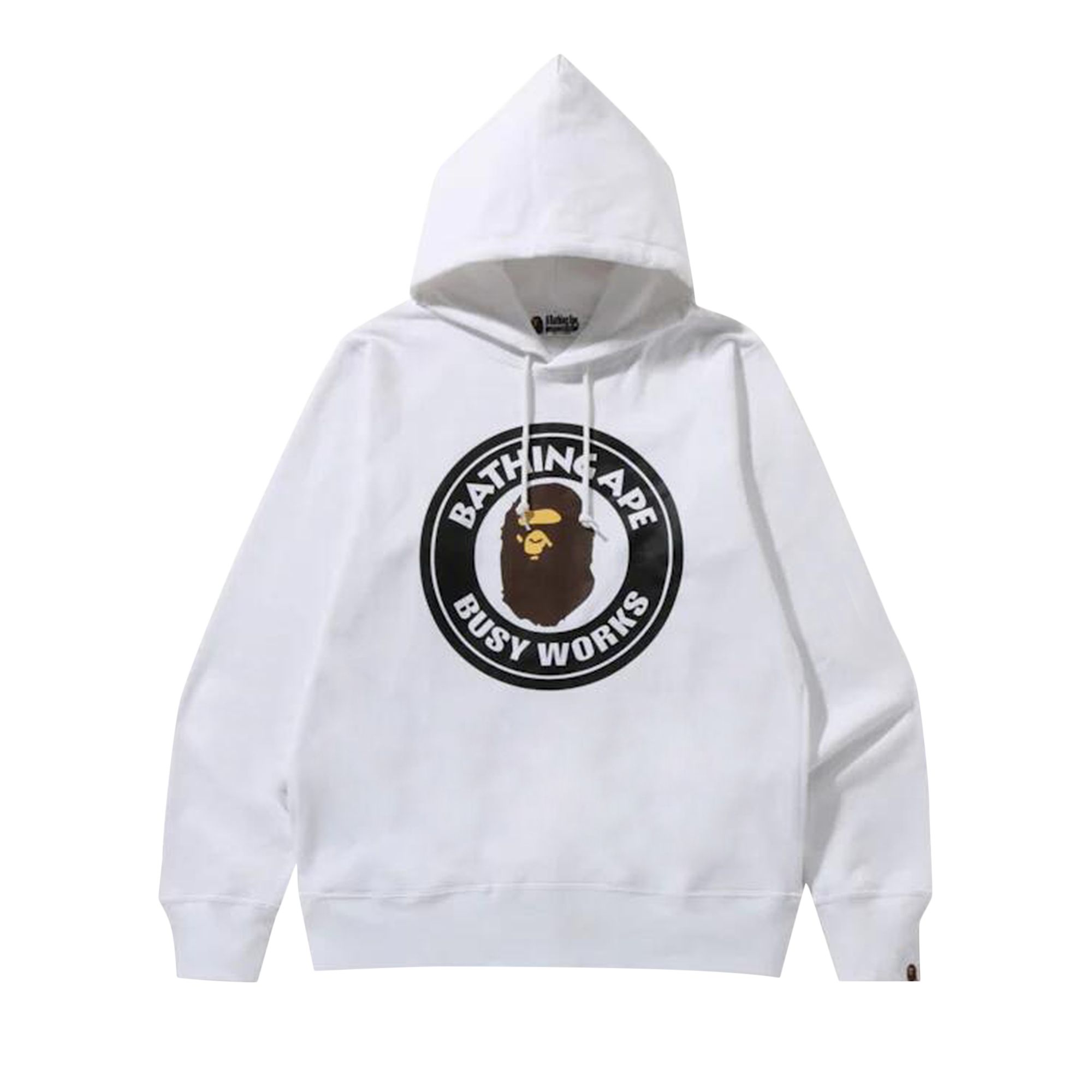 Pre-owned Bape Busy Works Pullover Hoodie 'white' | Men's Size M