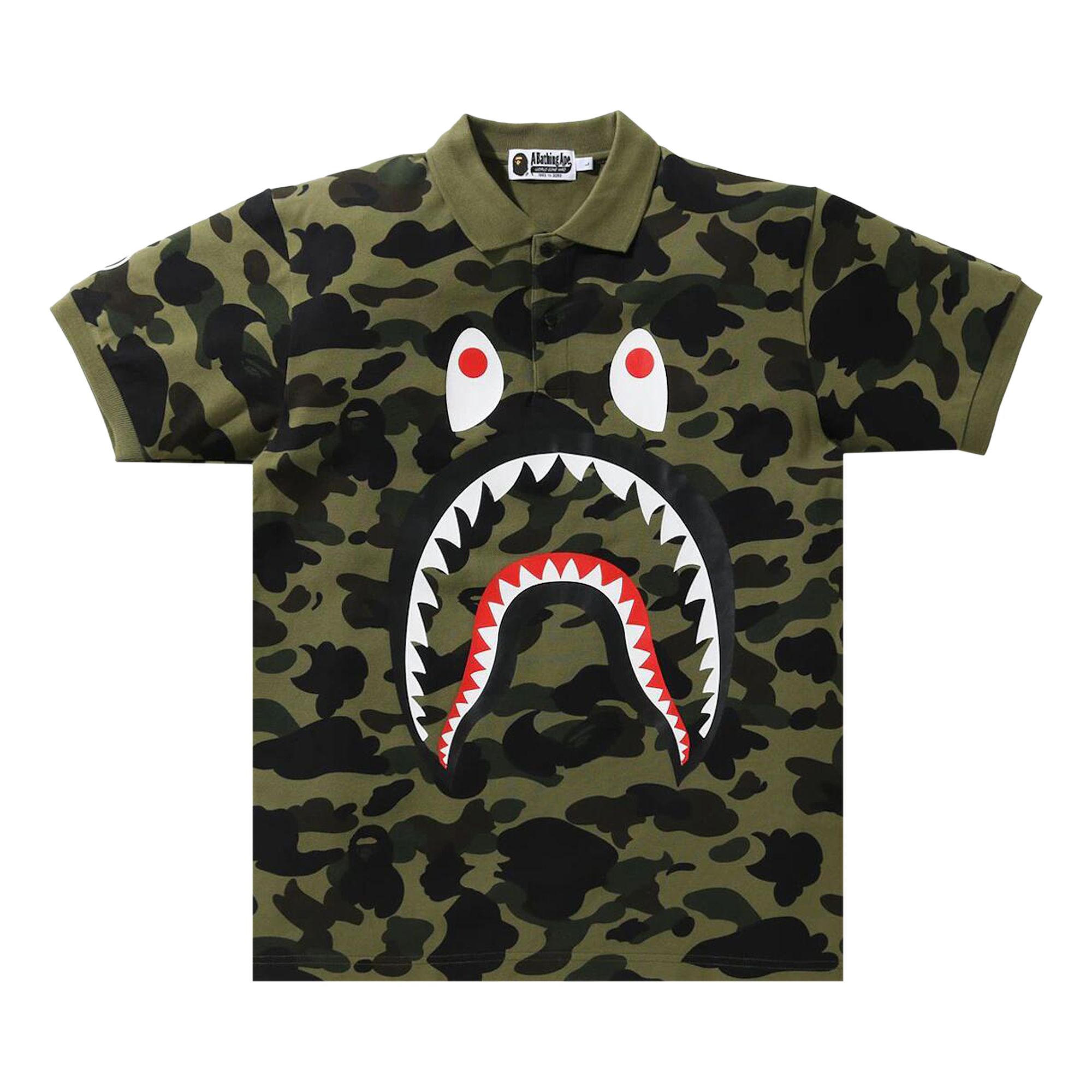 Pre-owned Bape 1st Camo Shark Polo 'green' | Men's Size S