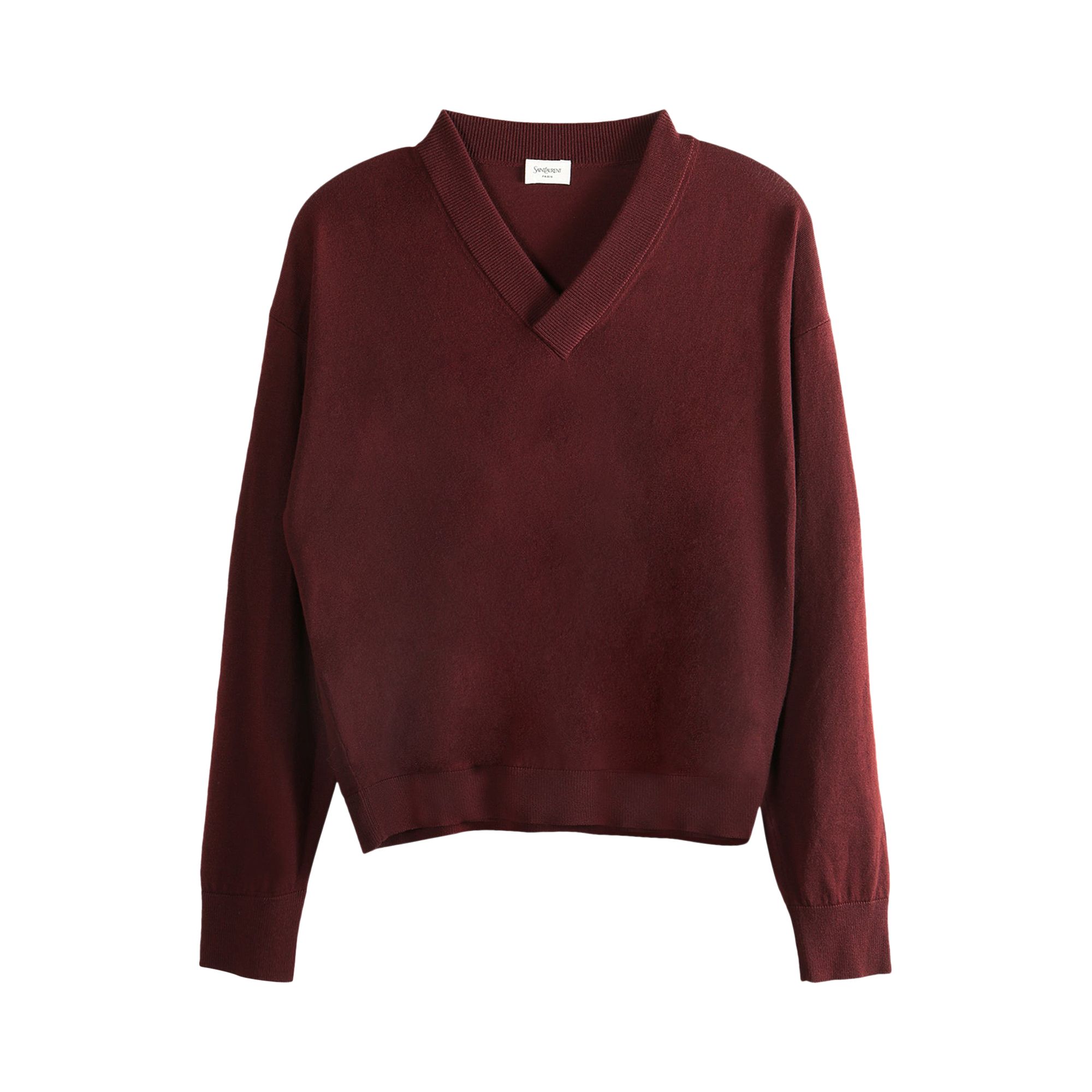 Pre-owned Saint Laurent V-neck Pullover Sweater 'bordeaux' | Red | Men's Size L