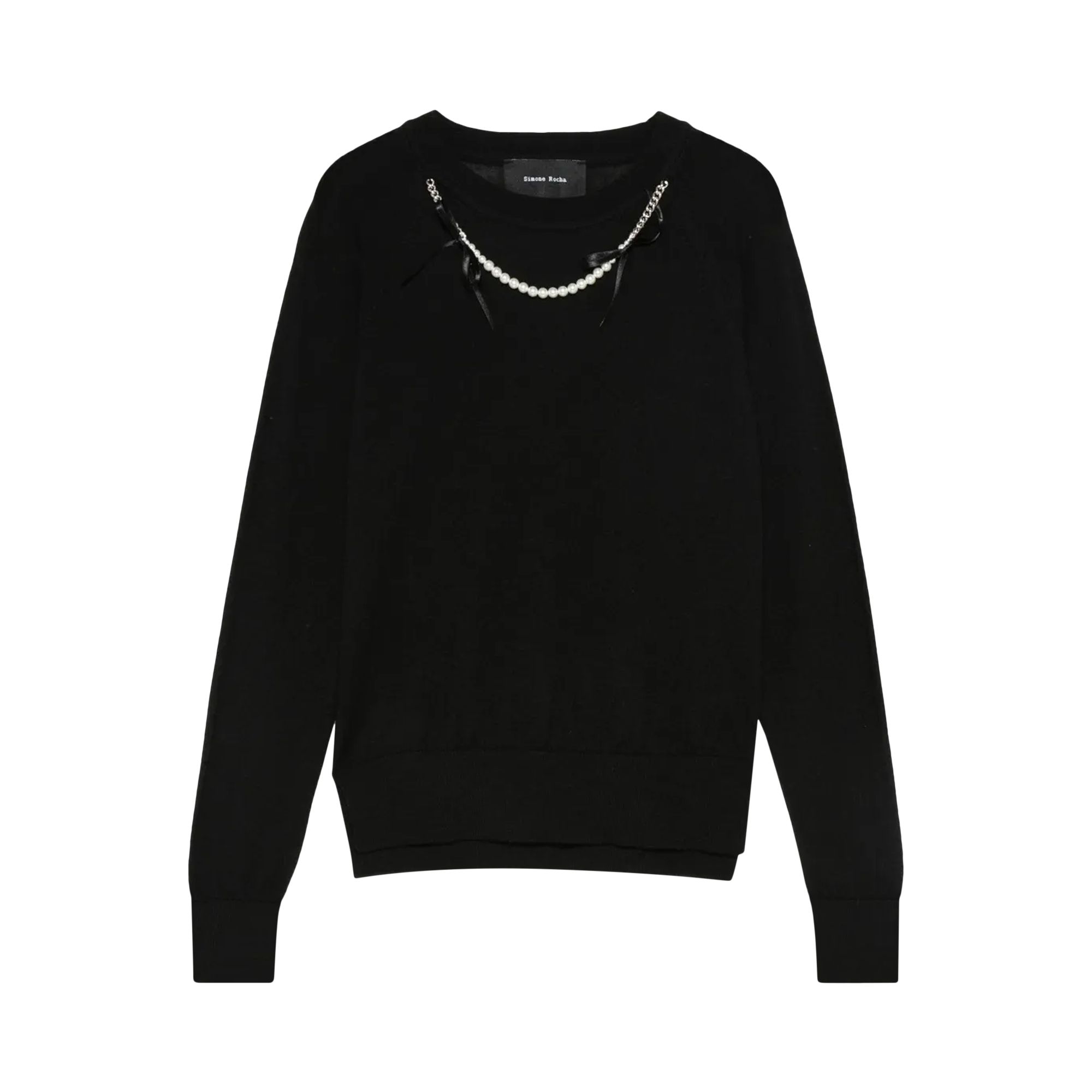 Pre-owned Simone Rocha Embellished Flower Sweater 'black/pearl' | Women's Size S
