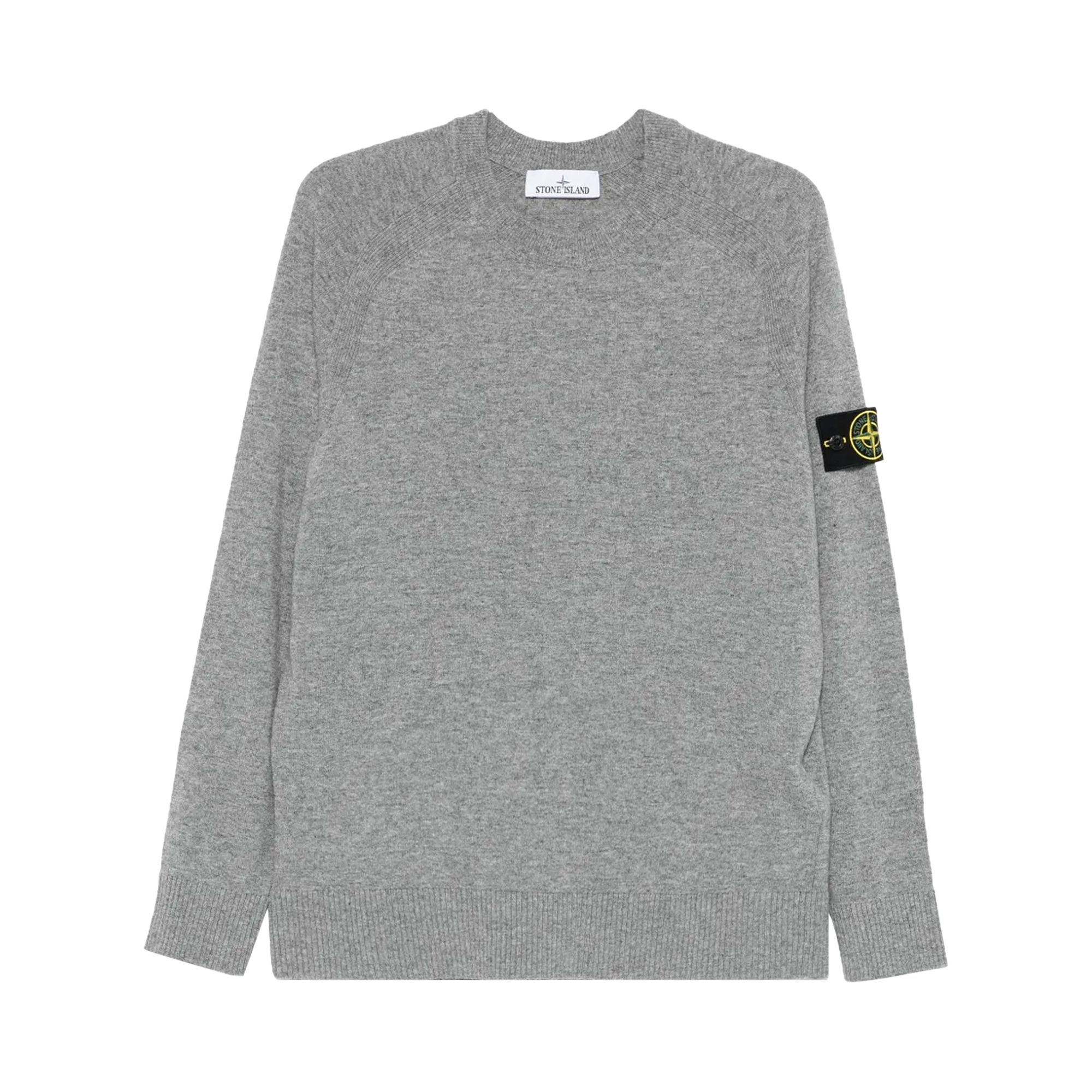Pre-owned Stone Island Logo Appliqué Wool Sweater 'cement Melange' | Grey | Men's Size M In Gray