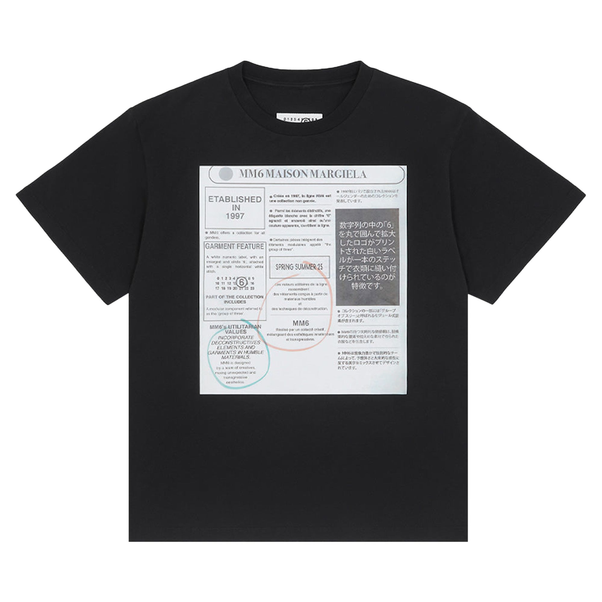 Pre-owned Mm6 Maison Margiela Newspaper Print Tee 'black' | Men's Size L