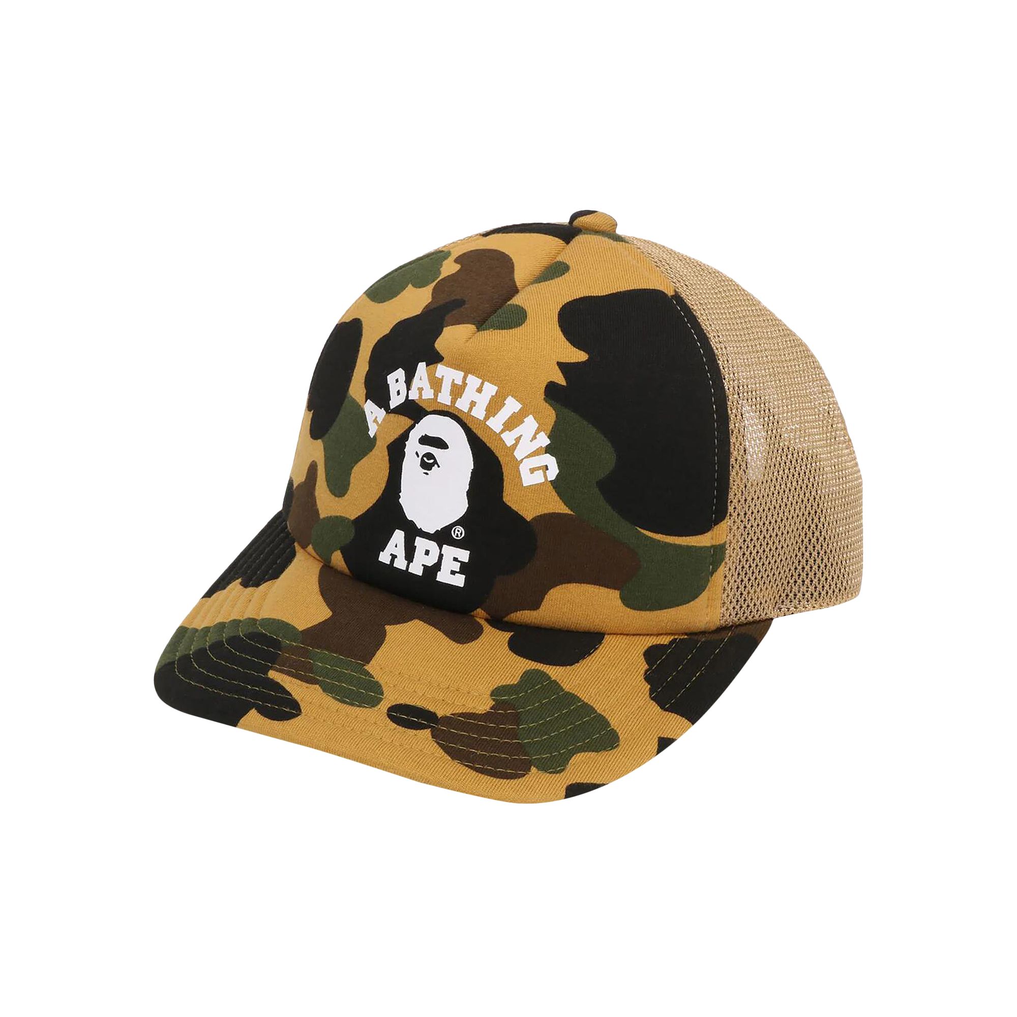 Pre-owned Bape 1st Camo College Mesh Cap 'yellow' | Men's Size Onesize
