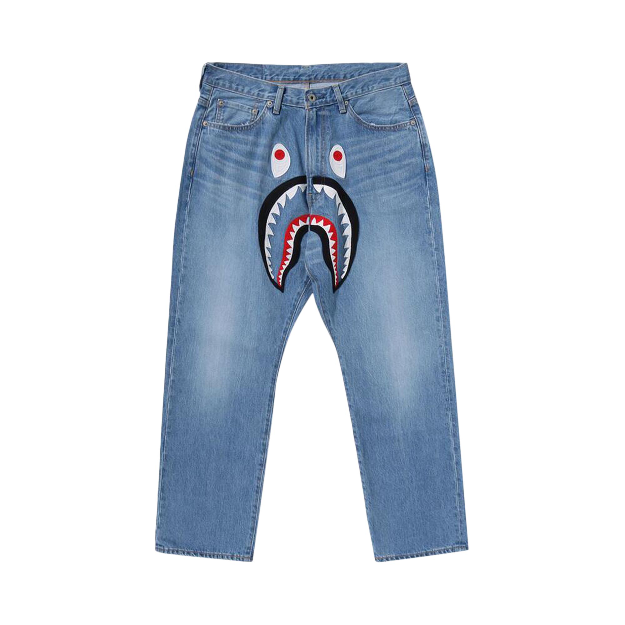 Pre-owned Bape Shark Loose Fit Denim Pants 'indigo' | Blue | Men's Size M