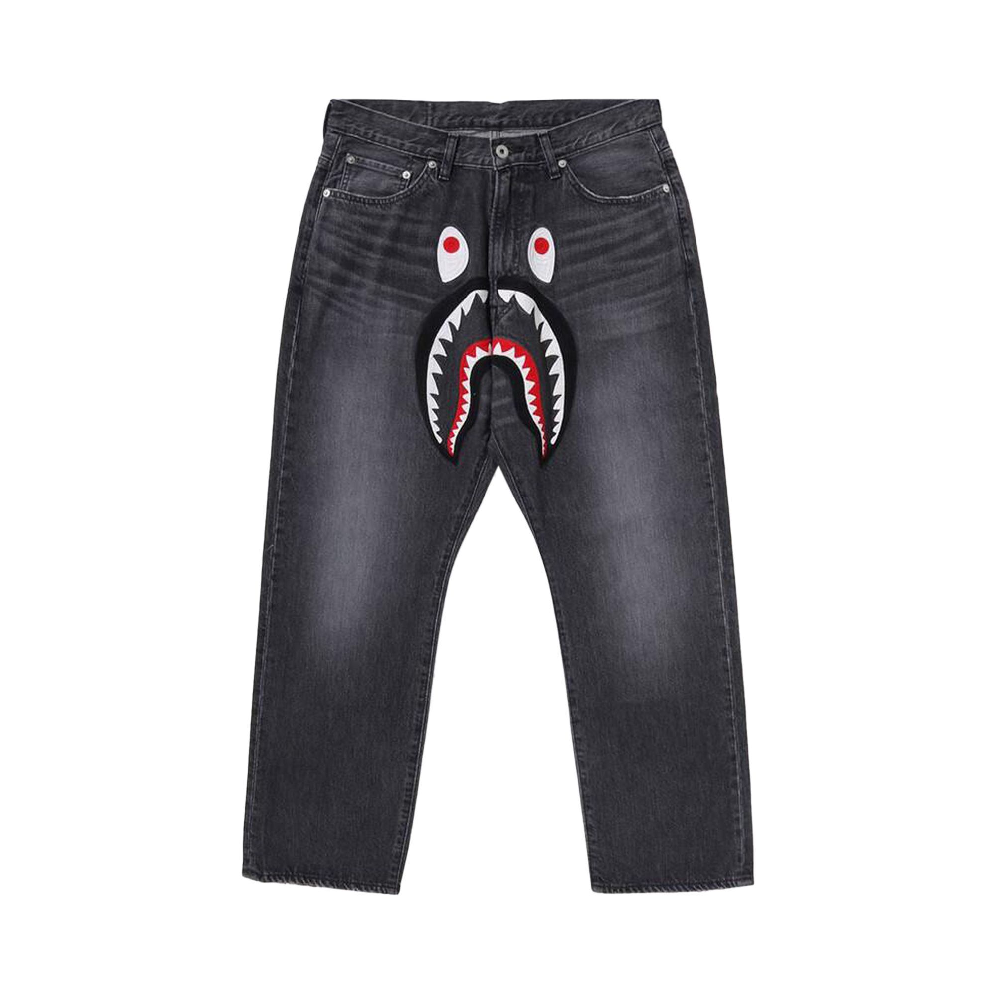 Pre-owned Bape Shark Loose Fit Denim Pants 'black' | Men's Size Xl