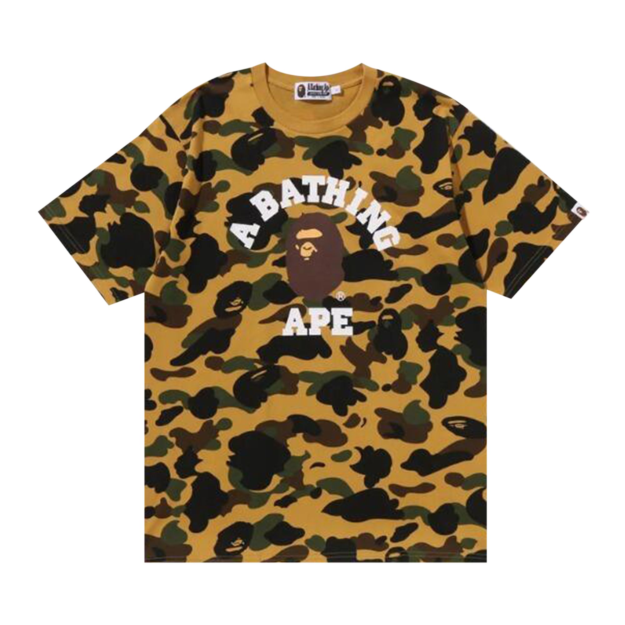 Pre-owned Bape 1st Camo College Tee 'yellow' | Men's Size M