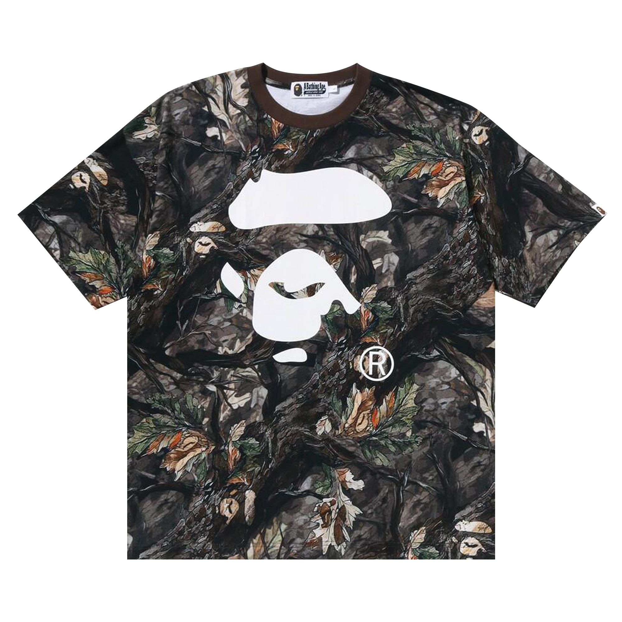 Pre-owned Bape Tree Edge Camo Ape Face Relaxed Fit Tee 'brown' | Men's Size Xl