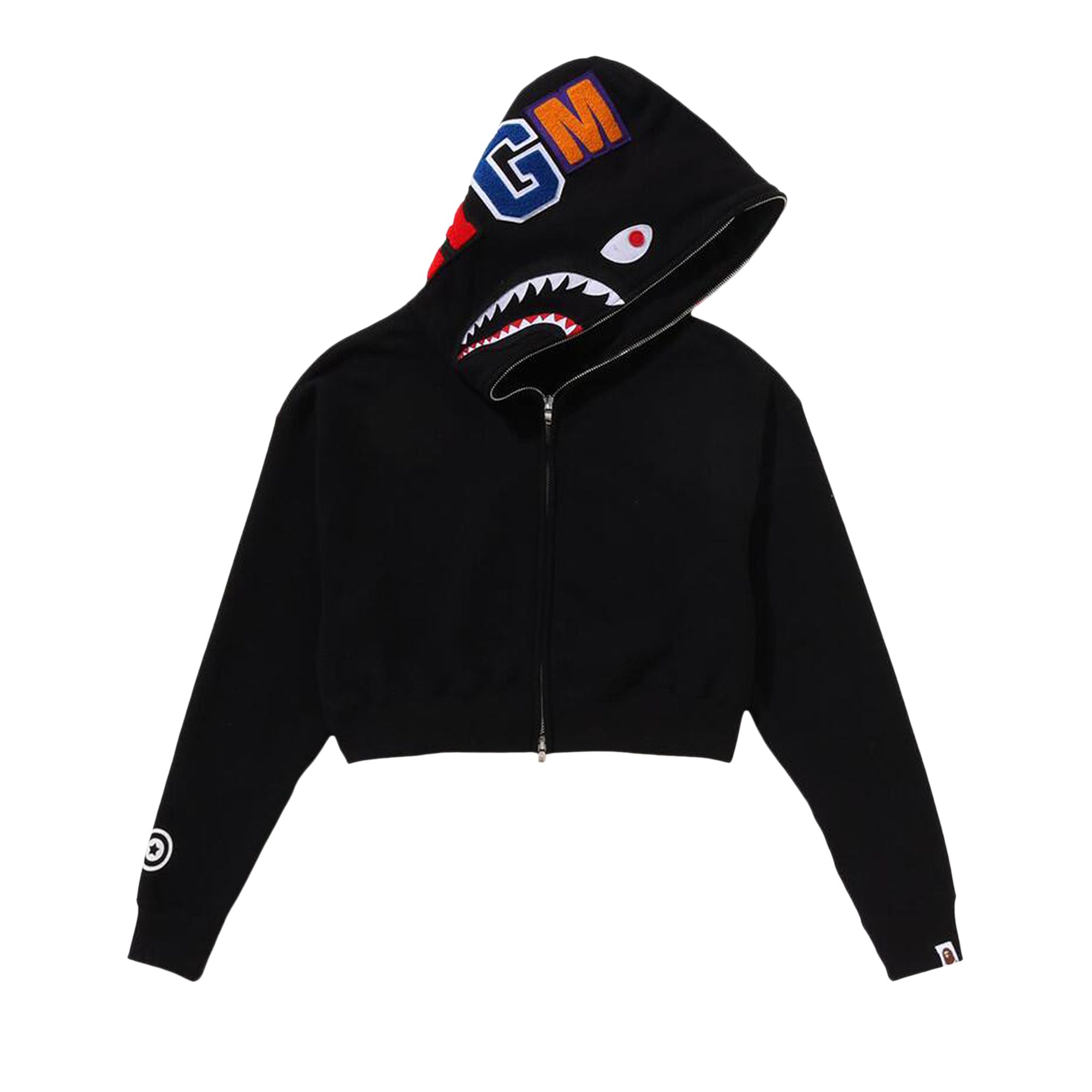 Pre-owned Bape Shark Cropped Full Zip Hoodie 'black' | Women's Size M