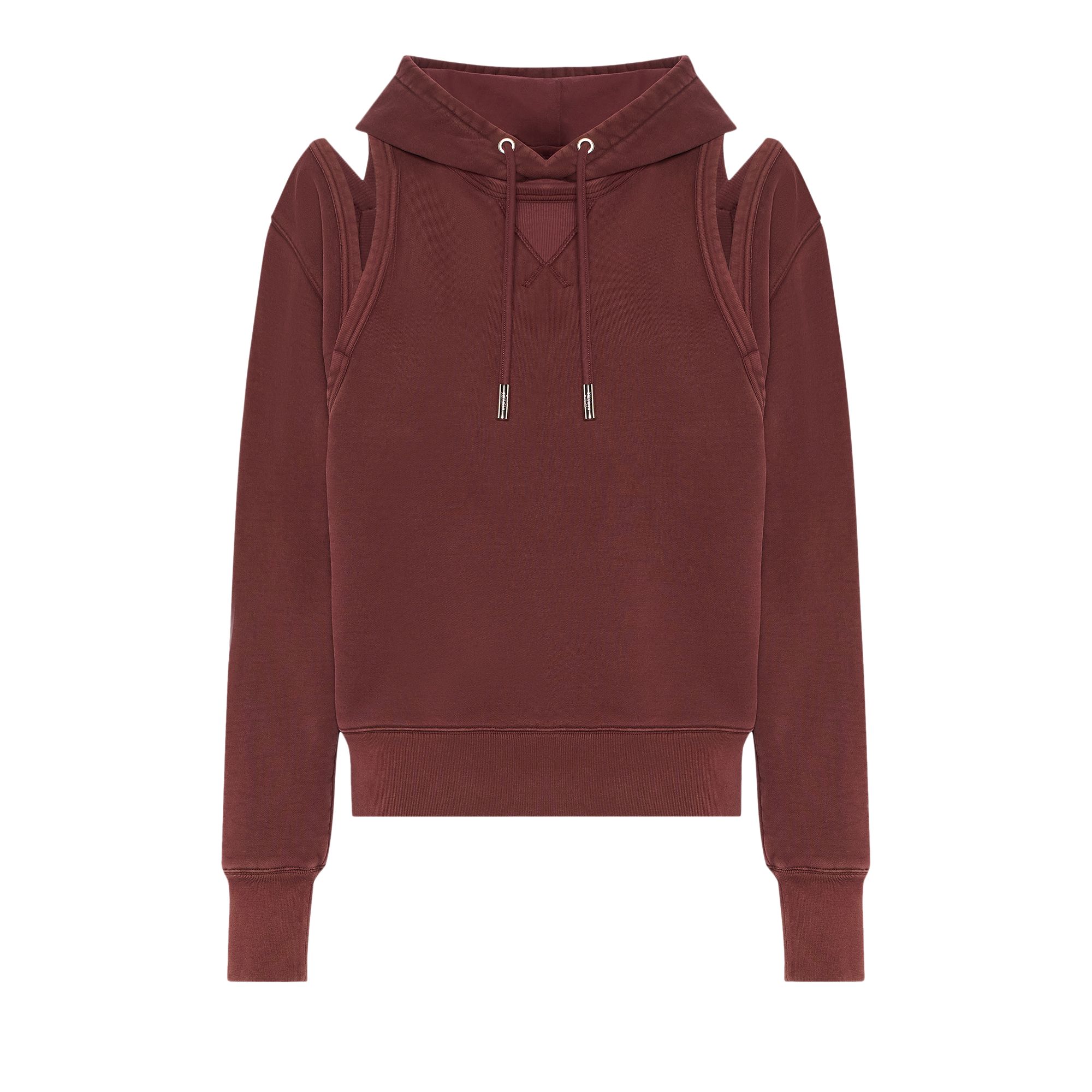 Pre-owned Jean Paul Gaultier French Terry Cut Out Hoodie 'burgundy' | Red | Men's Size L