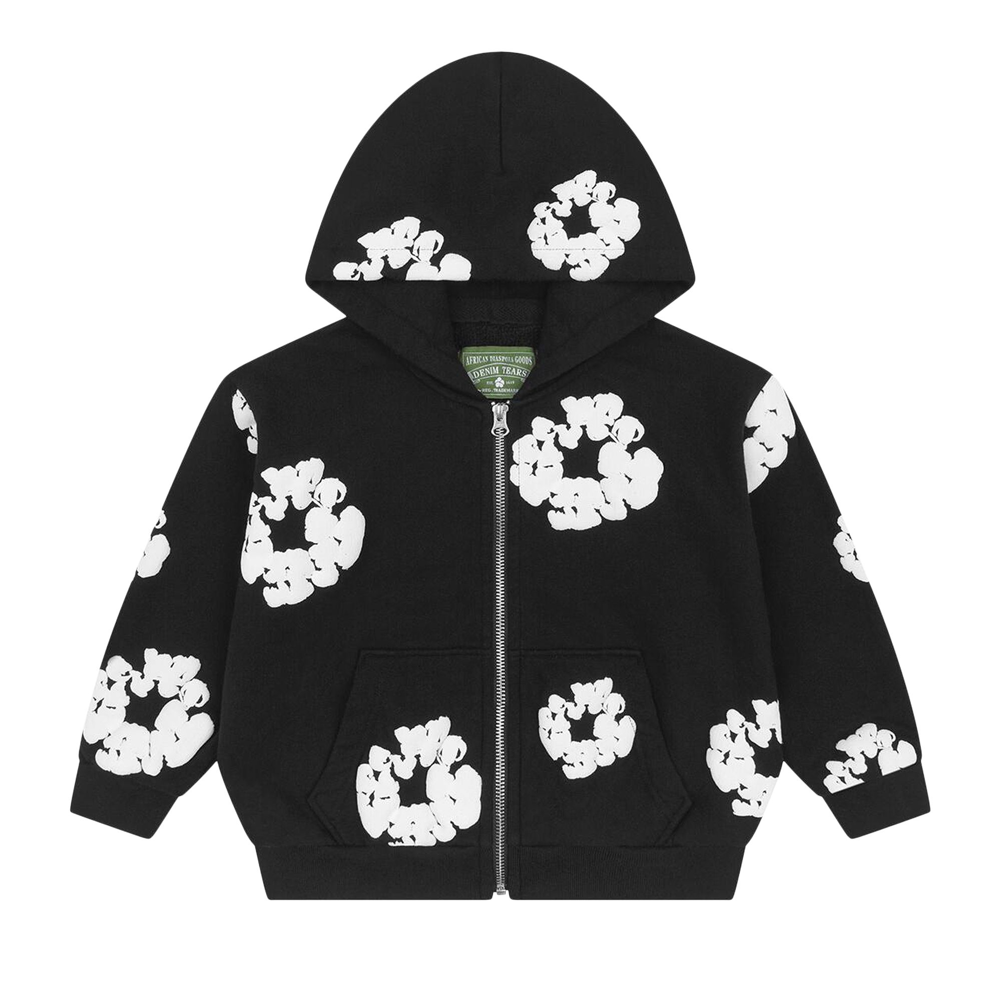 Pre-owned Denim Tears Wreath Zip Hoodie 'black' | Kid's Size 8