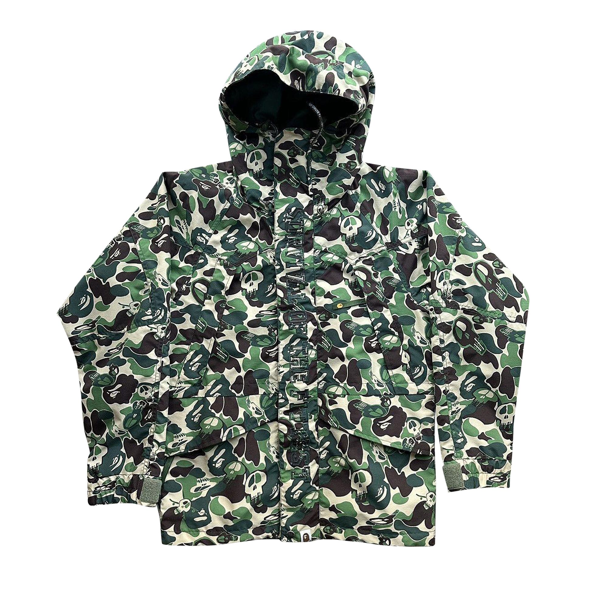 Pre-owned Bape X Stussy Skull Camo Snowboard Jacket 'green' | Men's Size M
