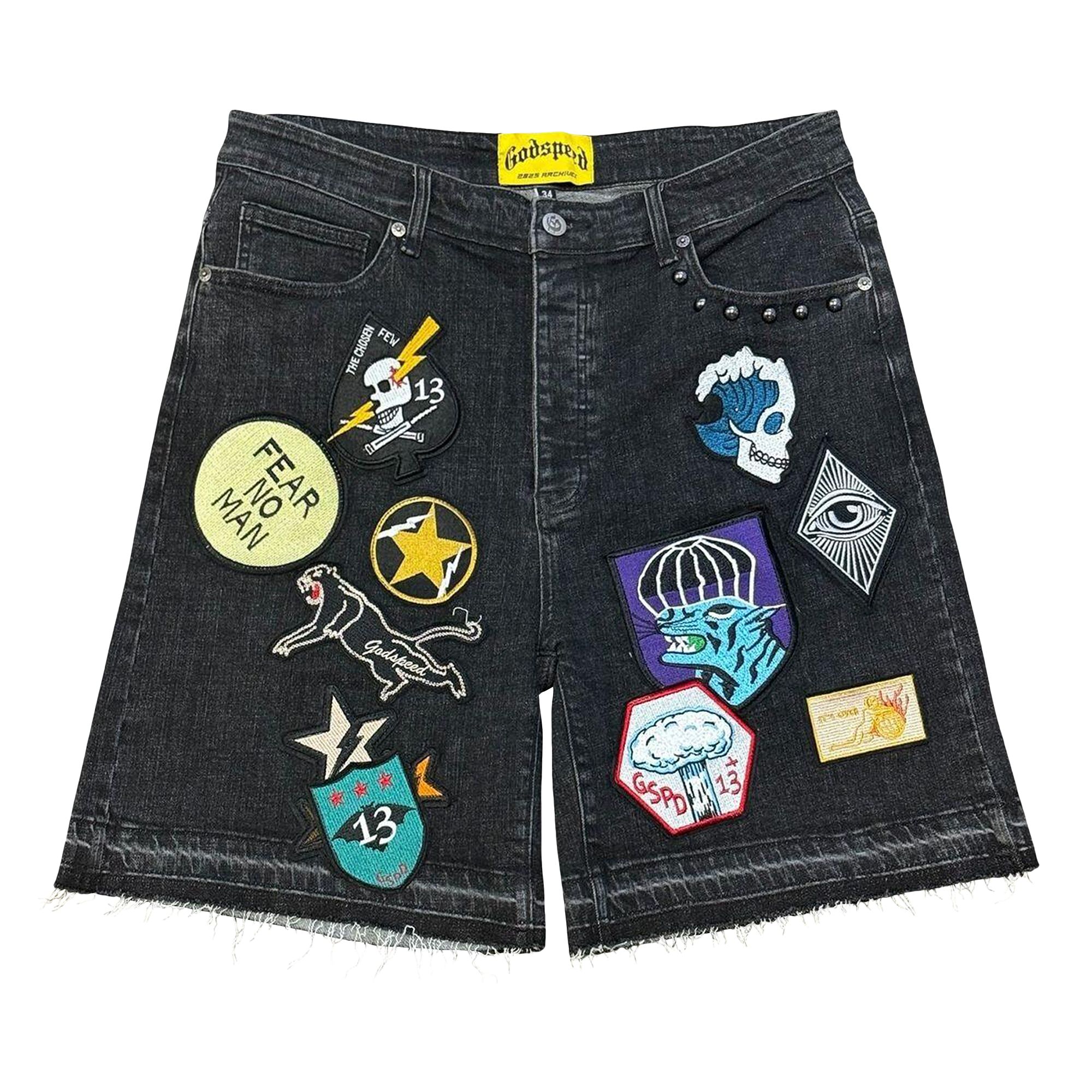 Pre-owned Godspeed Patchwork Denim Shorts 'black' | Men's Size Xs