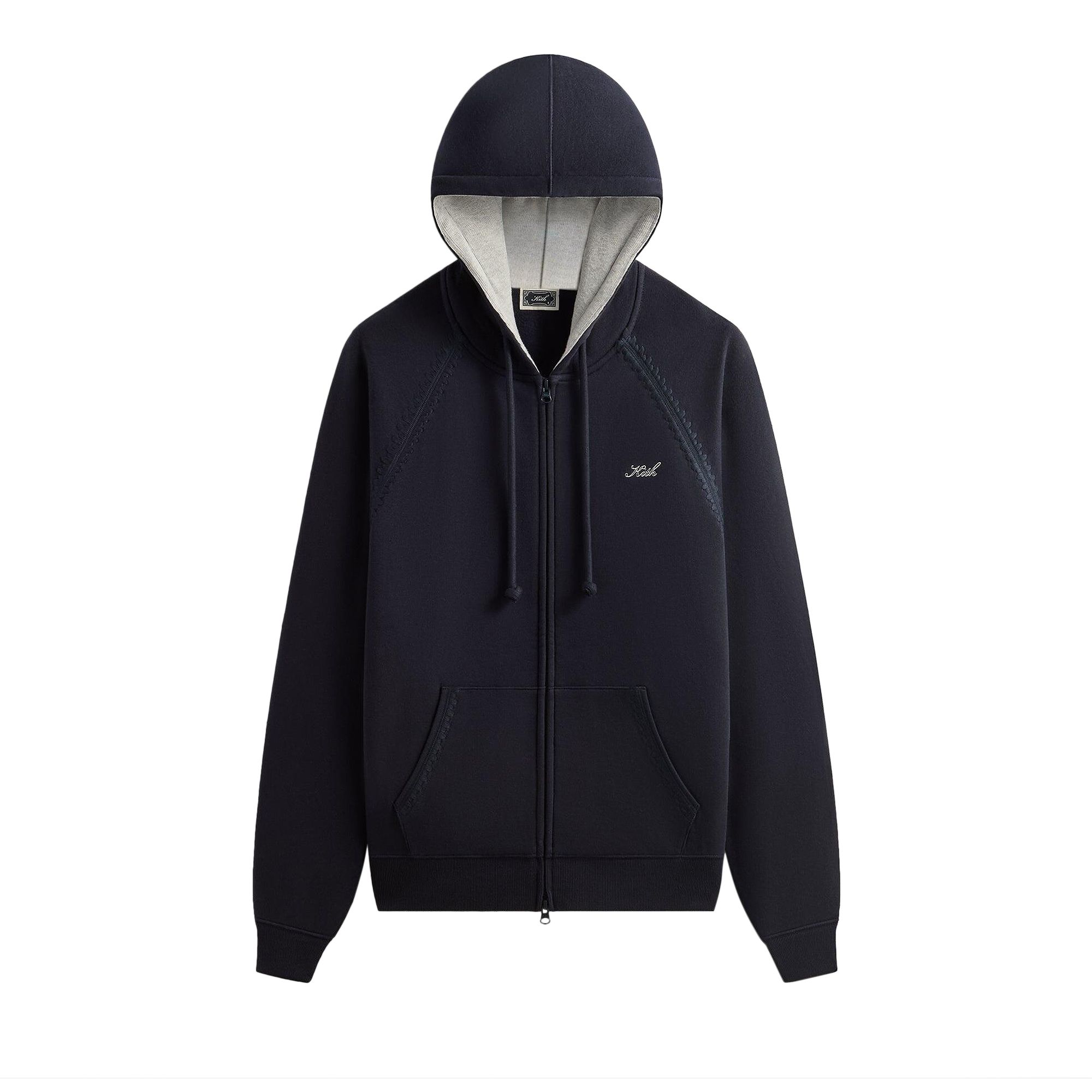 Pre-owned Kith Vale Raglan Full Zip Hoodie 'admiral' | Black | Men's Size M