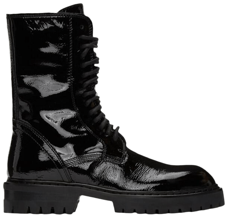 Ann Demeulemeester Wmns Lace Up Ankle Boot Black Patent