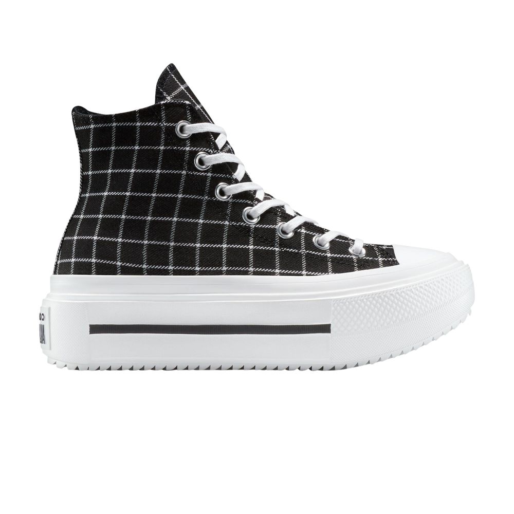 Pre-owned Converse Wmns Chuck Taylor All Star Lift Double Stack Platform High 'plaid' | Black | Women's Size 5