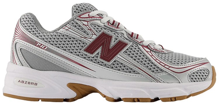 New Balance 740 Big Kid Silver Metallic Monarch Burgundy