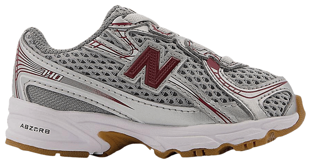 New Balance 740 Bungee Lace Toddler Silver Metallic Monarch Burgundy