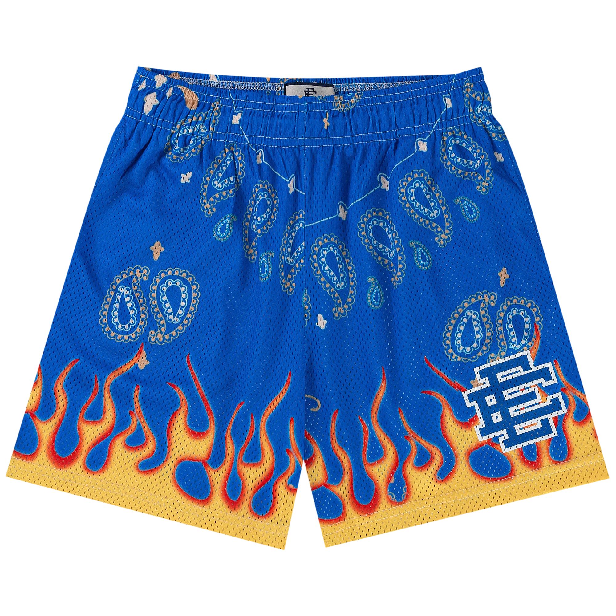 Pre-owned Eric Emanuel Ee Basic Short 'blue Paisley Flame' | Men's Size S