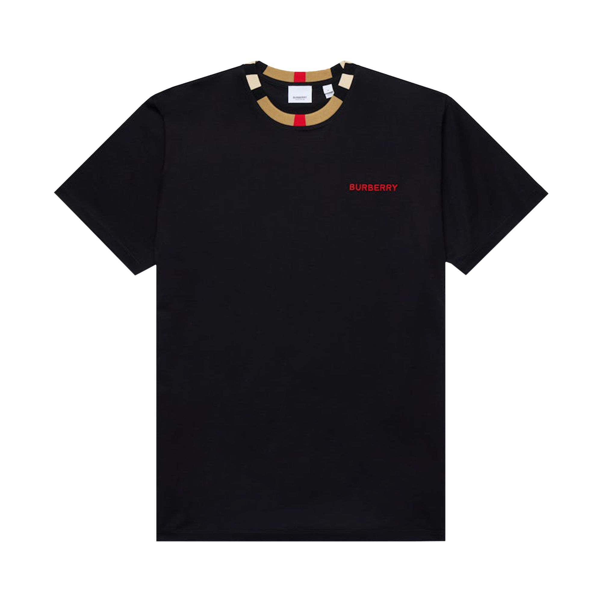 Pre-owned Burberry Icon Stripe Trim Cotton T-shirt 'black' | Men's Size S