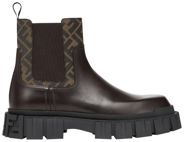 Fendi Leather Ankle Boot Black Brown