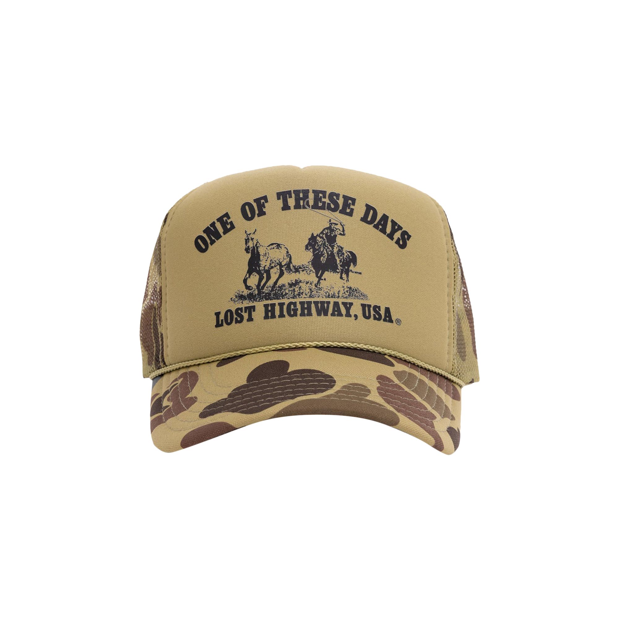 Pre-owned One Of These Days Lost Highway Foam Trucker Hat 'light Green Camo' | Men's Size Onesize
